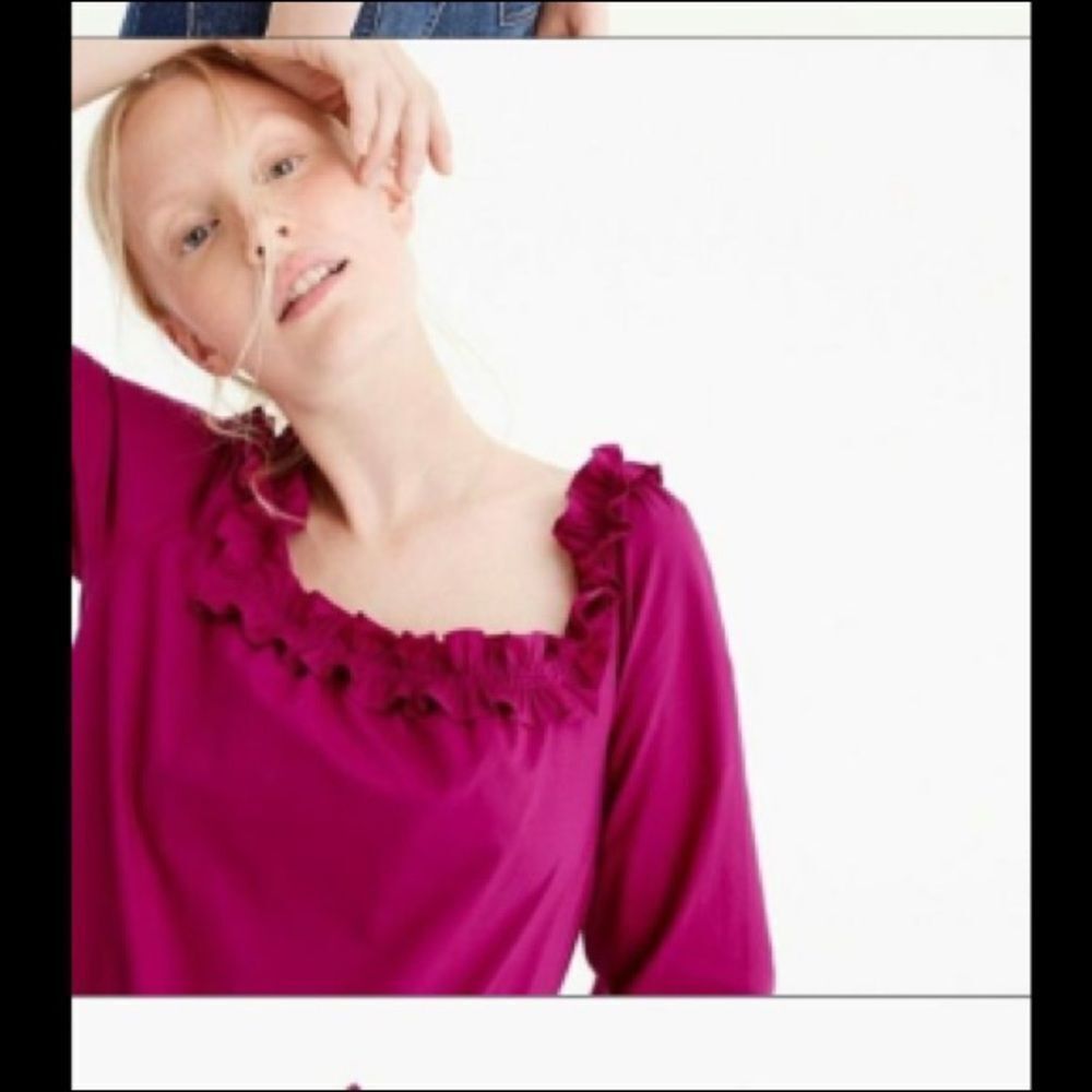 J. Crew ruffle penny top in magenta
